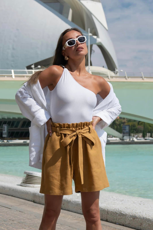 Ocean Couture Linen damesshort in beige